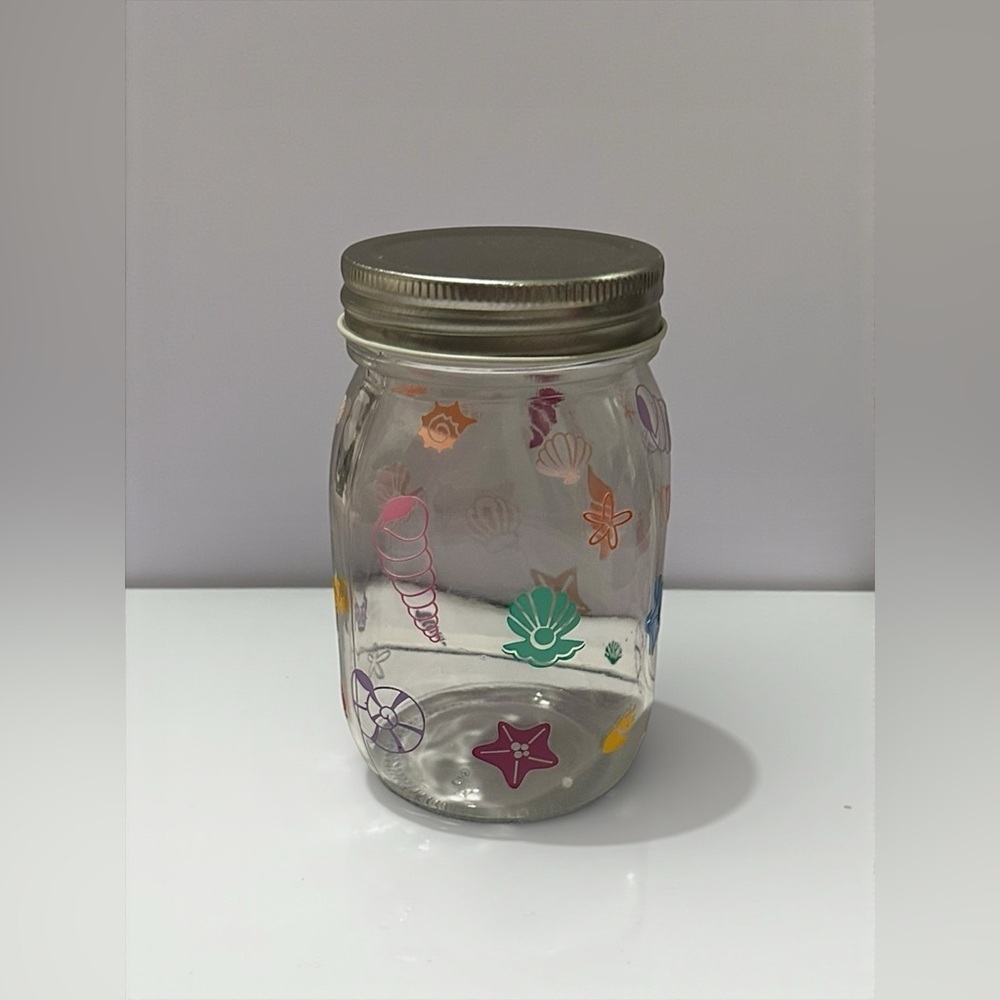 Glass Mason Jar With Shell Design - Picture 3 of 4